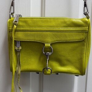 Rebecca Minkoff Neon Lime Leather Crossbody with Silver Hardware